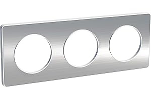 Schneider Electric - Odace Touch, plaque Aluminium brossé liseré Blanc 3 postes horiz./vert. 71mm - S520806J