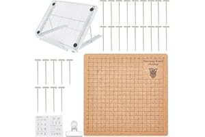 YUEMING Set di tavole in macramè, 18 x 18 cm, macrame con supporto regolabile e aghi a T in acciaio per intrecciare bracciali, corde nodi, sciarpe