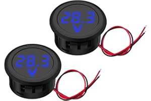 HOEMBPN 2 Stücke 12V DC Voltmeter Wasserdichtes Digitalanzeige Voltmeter LED Anzeige Spannungsmesser für Auto Motorrad SUV ATV Marine(Blau)
