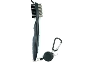 TT Sports Golfschläger Reinigungsbürste mit Aluminum Karabiner für Schlägerflächen, Rillen und Golfschuhe und Golftasche - Edelstahl Bürste - Groove Cleaner