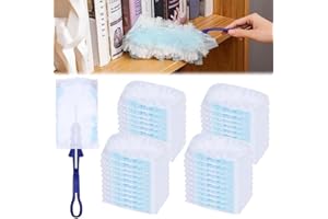 LINYIJOY 40 Stück Staubmagnet mit 1 Handgriff Staubmagnet Nachfüllpack Staubmagnet Tücher, Einweg Staubwedel Starterset Staubwedel Tücher Elektrostatischer Staubwedelkopf für Zuhause Schule Büro