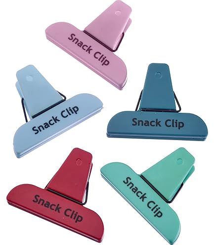 Clip Chiudi Sacchetti, Clip per Sacchetti, Mollette Chiudi Sacchetti, per Alimenti, Confezioni, Pasta, Biscotti, Cereali, Caffè, Snack, per la Cucina, Viaggio, Ufficio (Rosso - Azzurro