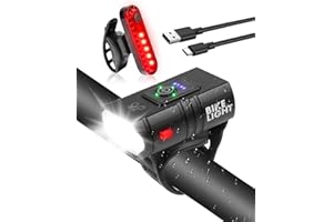 LORRTTA Lumiere Velo Avant Et Arriere Rechargeable USB, 1500mAh Autonomie Très Longue Lampe Velo, 6+4 Modes, Lumières de Vélo Affichage numérique LED Étanches IPX4, Lampe Velo pour Tous Les Vélos