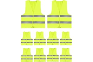 ZephyrCraft Warnwesten Auto 10er Set, Sicherheitsweste Gelb mit Reflektoren für Erwachsene & Kinder, Warnweste Autozubehör, Schutzweste für Fahrrad & Motorrad