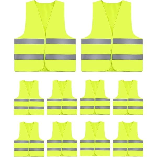 Gilets De Sécurité Enfants - Lot De 5 - Taille Unique 3-12 Ans - Jaune Fluorescent Et Réfléchissant - Pour école, Vélo, Sorties