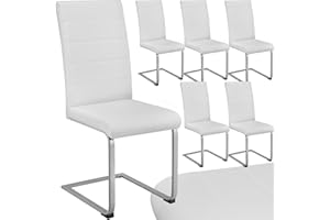TecTake® Lot de 6 Chaises de Salle à Manger Moderne Chaise Ergonomique Rembourrée Confortable Chaise Design en Cuir synthétique Meuble Salon avec Pieds en Acier pour Salon, Coiffeuse, Chambre