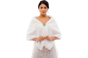 Jovono Donna Pelliccia Faux Scialle Coprispalle Giacca Sciarpa Wrap Cape Perfetto per Matrimonio Partito Spettacolo con spilla libera