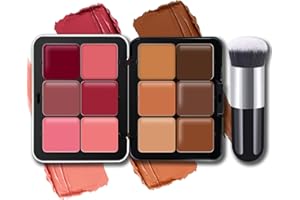 NewBang 12 Colors Cream Blush Palette, Color Correcting Concealer Foundation Palette, Long Wearing Smudge Proof Blendable Matte Finish Blush Powder Highlighter and Cream Contour Palette Makeup (02)