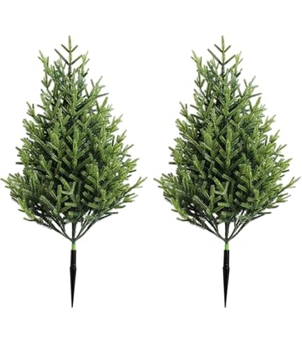 2 Topiaires Cyprès Artificiels 50 Cm - Plantes Résistantes UV Pour Extérieur/intérieur - Avec Piquets