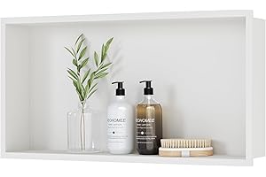 Neodrain Shower Niche Stainless Steel Wall Niche Recessed Single Shelf Shower Storage for Bathroom 60 x 30 cm, White