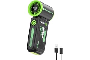 Smiling Shark TF-01 Ventilatore Turbo Portatile, Turbo Power 10m/s Alta Velocità Regolabile 1-100 Mini Ventilatore Portatile a Mano [Max 12H] con Display LED per Viaggi/Concerti/All'aperto/Campeggio