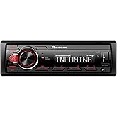 Pioneer MVH-330DAB, 1DIN Autoradio mit RDS und DAB+, USB, AUX-Eingang, Bluetooth, geringe Einbautiefe, Schwarz/Grau/Rot