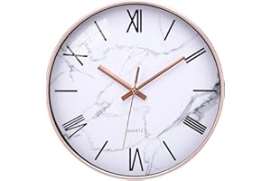 VIVILINEN 30CM Orologio da Parete Silenzios Orologio da parete Moderno Motivo Marmo Non Ticchettio Movimento al Quarzo, Orologio Rotondo Decorativo per Soggiorno Camera da Letto Cucina Ufficio Scuola