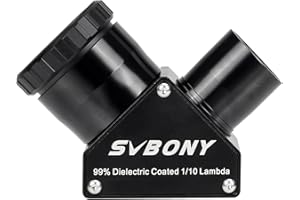 ‎SVBONY Svbony SV223 Ukośne Lustro, 1.25" Przekątna Adaptera 90° Materiał z Włókna Węglowego Przekątna Gwiazdy z Mechanizmem Blokującym Clicklock do Obserwacji Planet