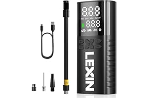 LEXIN 4000mAh Compressore Aria Portatile Auto P4, 150PSI Gonfiatore Elettrico, 4 Modalità Mini Electric Compressor Air con Schermo LCD & Luce LED, Pompa Elettrica per Auto/Moto/Monopattino/Palloni