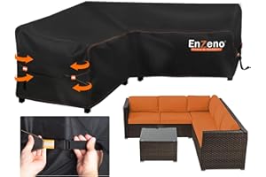 Enzeno - Funda para sofá de esquina exterior, tela Oxford 600D pesada de protección para sofá de jardín, impermeable, lona para salón de jardín, esquina, cubre salón de jardín, ángulo de jardín (215 ×