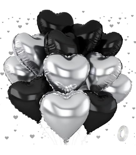 Black White Heart Balloons, 19PCS Black and Cream White Heart Black White Heart Balloons, 19PCS Black and Cream White Heart