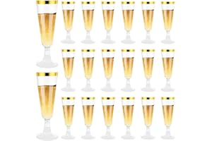 Hisdricus 20 verres champagne en plastique, 150 ml verres à champagne réutilisables, transparents pour mariages, anniversaires et fêtes