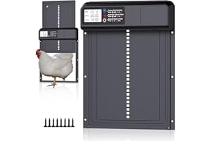 DPZO Automatic Chicken Coop Door, Electric Chicken Coop Door Battery Powered with Timer LCD Screen, Anti-Pinch Running Automatic Chicken Coop Door, Aluminum IPX4 Waterproof Auto Chicken Coop Door