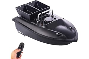 HXZB Smart Fishing Bait Boat, Double Hopper Night Light RC Fishing Gear Boat 1.5Kg Loading 500M Remote Control Nesting Speedboat