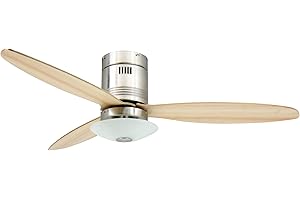 AireRyder Deckenventilator mit Beleuchtung und Fernbedienung Aero - 132 cm, für Räume bis zu 25m², Silber