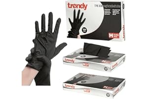 HOMA TPE Disposable Gloves Black Content Pack of 100 Powder-Free Latex Free (M)