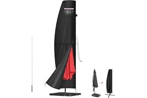 LAMUNI Funda Parasol Jardin Funda Sombrilla Terraza Exterior Funda para Sombrilla de Jardin Grande Cubierta para Sombrilla de Ø4m, Impermeable Funda Protectora para Parasol de Playa, 240x40/70/50cm