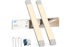 LROLTEF Luz Led Cocina Armario Sensor Movimiento 50CM 3000mAh 4000K Sensor de Movimiento Interior Recargable Armario luz led Adhesiva Nocturna Para Inteligente Lamp Gabinete 2 Piezas