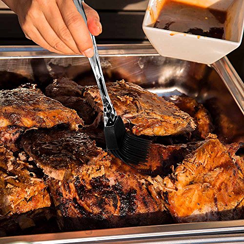 Jonhen Ofenhandschuhe Silikon Hitzebeständige, Topfhandschuhe Topflappen zum Küche,Backen,Kochen,Barbecue,Grillen,1 Paar,Schwarz,Gratis Bürste & Topf Halter - 9