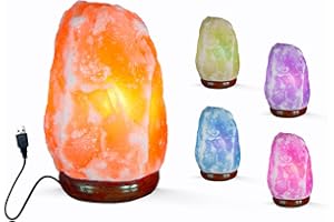 I-TOTAL® - Lampada di sale Himalayano, Naturale, Realizzata a Mano con Base in Legno NATURAL PINK (CAMBIA COLORE) - 500/750 gr