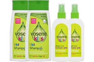 ABL Supplies Vosene Head lice shampoo for kids 4 pack | Lice repellent treatment | 2 Conditioning Defence Spray 150ml | 2 Shampoo 250ml