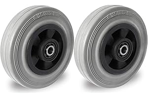 Abrollwerk 2-er Set Rad 125 mm Gummi grau-spurlos Rollenlager mit Achszubehör M10 Transportrollen Polypropylen/Vollgummi in PAK 3 Qualität grau mit Rollenlager (2er Set, 2, Stk.)