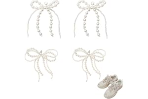AABDTYYD 4 Pcs Schuhschmuck,Schuhclips Damen,Shoe Buckles,Chuhschmuck Anhänger mit Perlen und Schleife,Schuhschnallen,Schuhschnallen für Damen,DIY Schnürsenkel Anhänger,Schuhzubehör für Damen