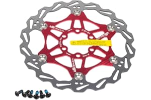 Newgoal Disco Freno a Disco per Bicicletta, 160mm Disco Freno per Bicicletta Mountain Bike Disco Freno flottante Blocco Centrale Accessori per Biciclette(Rosso)