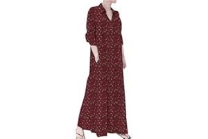 ZEIAYUAS Maxi Summer Dresses for Women UK Elegant Ladies Linen Dresses Long Sleeve Shirt Dresses Lapel Casual Long Dresses Vintage Floral Print Office Work Dresses with Pocket Plus Size 8-22