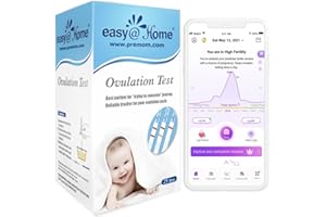 Tests d'Ovulation Easy@Home 25 Tests LH Bandelettes 25 mIU/mL Résultats Précis avec une App Française Intelligente (iOS et Android) Premom Planification naturelle de la fertilité