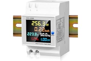 GBKDQQ 6 in 1 Contatore Energia Elettrica Monofase, AC 40-300V 100A Multifunzione Misuratore Consumo Elettrico Amperometro Voltmetro DIN Misuratore di Elettricità con Display LCD