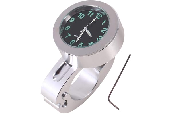 Boaby Horloge De Guidon De Moto – Support De Guidon De Montre De Moto/Vélo Étanche Universel en Aluminium Chromé pour Guidon De 7/8" À 1"