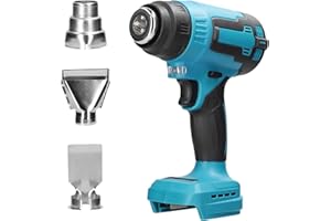 LIFETTER Décapeur Thermique, Pistolet à Air Chaud pour batterie Makita 18v, avec réducteur, jet large, buse réflectrice, température jusqu'à 550°C, éclairage LED, Pistolet Thermique pour Retrait Thermiquement