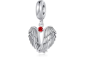 LSxAB Guardian Angel Wings Charm with 12 Birthstone Colors Birthday Charms Compatible with Pandora Bracelets for Women