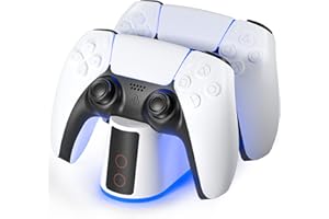 IFOLLOWER Charger Station for PS5 Controller with Adjustable RGB Light, 2H Fast Charging Dock for Playstation 5 Controller, LED Indicator, Click-in Design, Safe Intelligent Protection for PS5 Controller