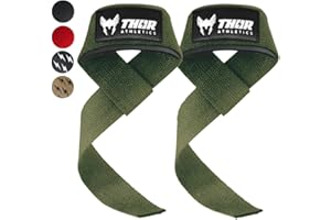 THOR ATHLETICS Sangle de Tirage Musculation, Sangles de Levage pour Entraînement de Force & Powerlifting - Lifting Straps - Pour Hommes et Femmes avec E-Book - Boucles de Poignet pour Salle de Sport