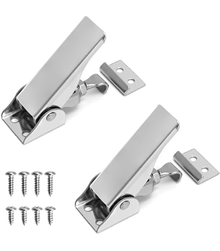 Lot De 4 Serrures à Bascule Réglables – Acier Inoxydable, Crochet à Ressort, Argent