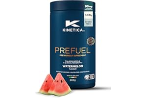 Kinetica Sports Prefuel Pre Workout-Watermelon Flavour |5.9g Amino Acids Blend, 2.3g BCAA's & 95mg Caffeine/Serve, 30 Servings/300g|With Essential Vitamins Minerals|Supports Performance & Energy Boost