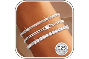 Finrezio 3 stycken tennisarmband damer silver 925 armband silver armband set guld 14 karat guldpläterade armband kvinnor med