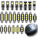 Syluxa 23pcs LED Bulbs Car Interior T10 W5W C5W Festoon Kit | 6500K White Light, 1.142/1.339/1.417/1.535/1.614/42 mm, Canbus