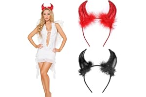Gxlaihly 2 Pezzi Cerchietto con Corna da Diavolo,Orecchie Diavolo Fascia,Cerchietti con Corna da Diavolo di Halloween, per capelli Carnevale Halloween Party Costume Accessori