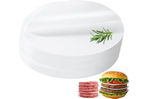 Hugwish 1000pcs papier steak haché ovale 8x11 cm pour presse steak hache, papier sulfurisé ovale feuille steak haché ovale (1000, 8x11cm)