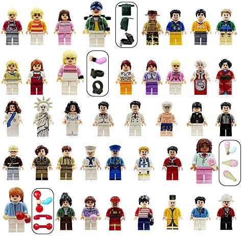 Minifigures Set of 40+7 Includes Building Bricks Community People from Different Industries Complete with Tools Lego-Compatible