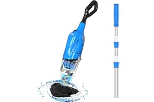 PoolyPoly 2025 Neue Poolsauger mit Akku, 80 Minuten Laufzeit Pool Bodensauger Handsauger Kabellos, Elektrisch Pool Staubsauger mit Teleskopstange, Poolreiniger für Spas, Whirlpools, Pools, Blau